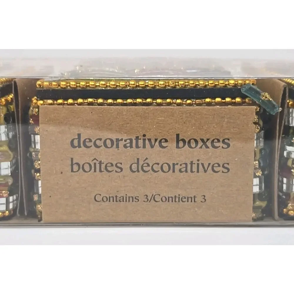 Pier 1 Imports Decorative Boxes ~ Jeweled Square ~ Set Of 3 U217